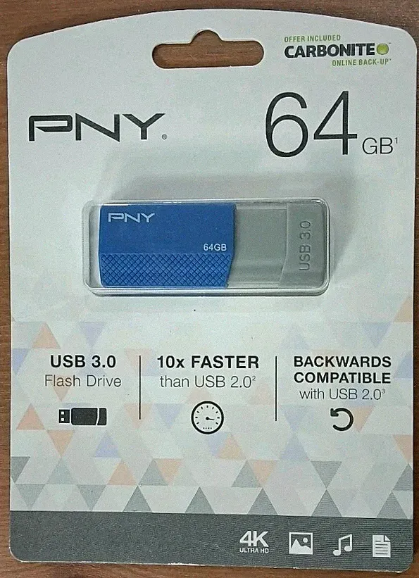 NEW 64GB PNY USB 3.0 Flash Drive Black/Grey