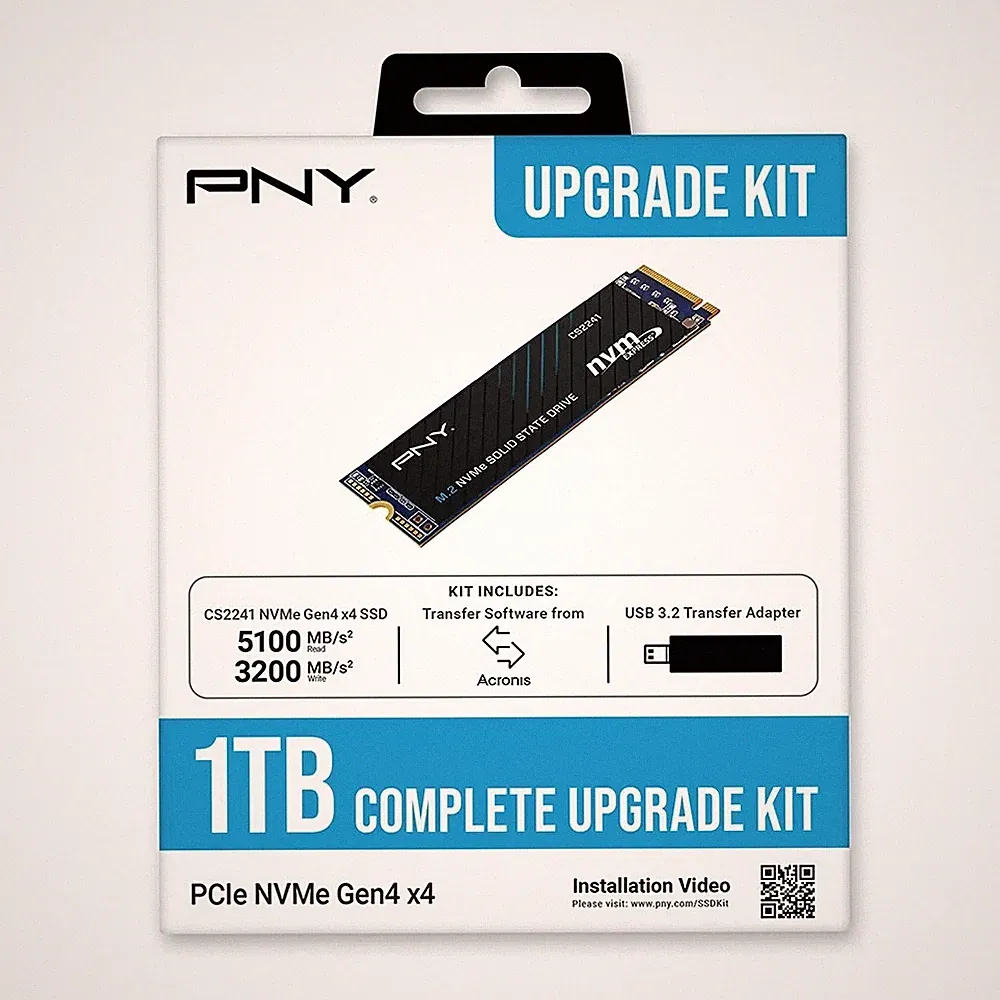 PNY PCIe NVMe Gen4 x4 SSD 1TB Complete Upgrade Kit M280CS2241-1TB-RB