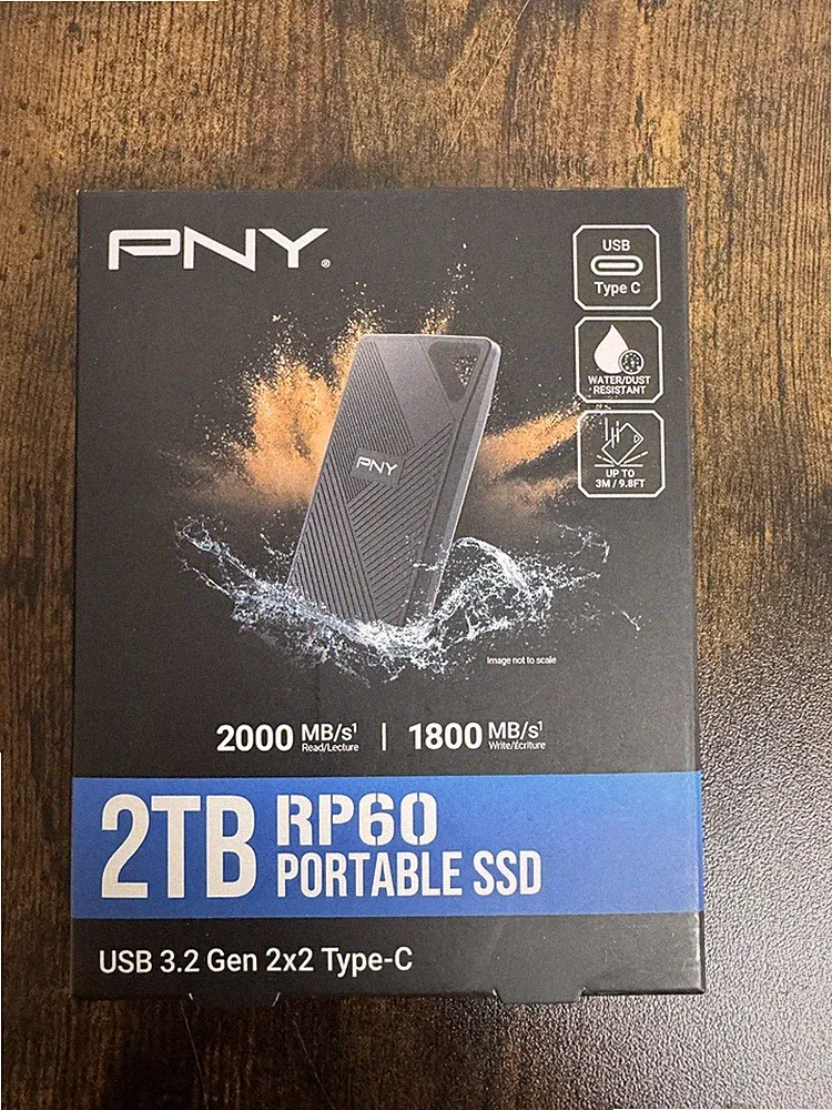 PNY RP60 2TB Portable SSD - Up to 2000MB/s, USB-C, USB 3.2 Gen2x2 - Rugged, IP65